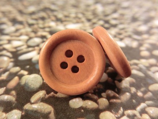 Preview: Schlichte braune Holzknopf Ohrstecker Natur Button
